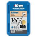 Kreg Self-Drilling Screw, #6 x 1 1/4 in, Zinc Plated Stainless Steel Pan Head Square Drive SPS-F125 - 500